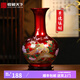 收藏天下景德鎮(zhèn)陶瓷器新中式紅色花瓶辦公室客廳酒柜玄關(guān)博古架擺件賞瓶 中國紅錦上添花單瓶+底座34cm