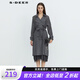 S.DEER圣迪奧女裝翻領(lǐng)褶皺雙排扣長款風(fēng)衣S223Z1804 德國灰/87 L 170
