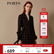 PORTS寶姿新品女裝優(yōu)雅格紋英倫風收腰風衣 黑色 M (6)