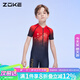 洲克ZOKE兒童泳衣男童連體平角溫泉短袖123503544 黑紅金中國龍花 18
