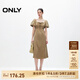 ONLY夏季可愛泡泡袖顯瘦中長款牛仔連衣裙女|124242037 E10 樹榆棕色 M (165) 84A