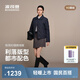 波司登（BOSIDENG）25新款輕薄90鵝絨服女短款格紋翻領(lǐng)小香風(fēng)保暖外套B250134182 暮色深藍(lán)|5995 S 160/84A 體重約100-110斤