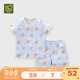 拉比兒童內(nèi)衣套裝夏季嬰兒衣服男童女童寶寶短袖純棉家居服套裝夏裝 全開服套裝-藍色 73