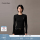 Calvin KleinJeans25秋季新款女士簡約字母ck辣妹正肩羅紋打底長袖T恤47D260G UB1-太空黑 M