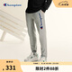 Champion冠軍休閑褲男純棉長(zhǎng)褲束腳衛(wèi)褲灰色運(yùn)動(dòng)褲印花長(zhǎng)褲男 淺灰色 M 