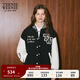 Teenie Weenie小熊春季學(xué)院風(fēng)休閑紅色棒球服保暖棉服棉襖外套女裝 黑色 S (160)