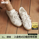 MIO米奧2025春季芭蕾風(fēng)休閑板鞋珍珠裝飾優(yōu)雅運(yùn)動鞋設(shè)計舒適女鞋單鞋 金色 38