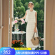 Olrain【度假風流蘇鏤空蕾絲套裝】歐芮兒時尚套裝女夏季女裝兩件套 奶茶杏 M