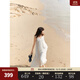 ELLE【淺白月光】白色拼接花邊吊帶連衣裙女2025夏新款海邊沙灘裙 白色 S