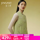 金三塔保暖背心女桑蠶絲夾層【正反兩穿】中式提花秋冬保暖馬甲上衣 綠灰松鳥(niǎo) 2XL