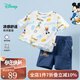 迪士尼寶寶（Disney Baby）童裝男童套裝潮酷米奇短袖套裝舒適柔軟24年夏新品 白色+牛仔藍 90
