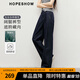 紅袖寬松垂感牛仔褲2025春季新款女裝酷颯氣質(zhì)原色高腰休閑闊腿長(zhǎng)褲 深牛仔藍(lán)072 M