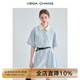 VEGA CHANG工裝連體短褲女夏2025新款小個(gè)子顯瘦高級感連身衣褲 藍色 S