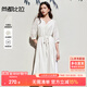 尚都比拉度假連衣裙女秋季七分袖鏤空刺繡優(yōu)雅氣質(zhì)A字裙V領(lǐng)系帶顯瘦中長(cháng)裙