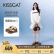 KISSCAT接吻貓女鞋趙昭儀/秦嵐同款8cm內(nèi)增高太妃糖厚底德訓(xùn)運(yùn)動小白鞋 慕斯棕 35 (225mm)
