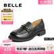 百麗（Belle）七夕禮物英倫風(fēng)樂福鞋女25秋新商場款羊皮舒適便士樂福E1N1DCA5 黑色 39 (245mm)