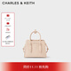 CHARLES&KEITH插帶兔耳托特包手提斜挎包婚包包女包生日禮物CK2-50781362 Nude肉色 M