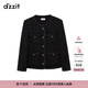 DZZIT地素粗花呢織帶外套春秋小香風(fēng)黑色珠片繡設計 黑色 S