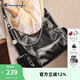 Champion冠軍單肩包女新款輕機車(chē)包男情侶休閑鏈條斜挎包 黑灰 均碼