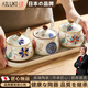 AILUKI日本調(diào)味罐陶瓷調(diào)料罐鹽罐家用廚房調(diào)料盒組合套裝辣椒油料罐 混搭三件套+【勺子托盤】