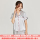 珊目爾（SMR）【福利款】真絲睡衣女兩件套裝100%桑蠶絲長(cháng)袖長(cháng)褲家居服絲綢睡衣 銀灰色-短袖短褲【16.5姆米】 XL (170)適合115-135斤穿著(zhù)