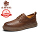 金盾駱駝男鞋皮鞋男冬季牛皮休閑鞋皮鞋透氣2025新品斷碼軟底防滑鞋子男 6115棕色 43