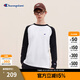 Champion冠軍新復古回潮長(cháng)袖T恤男2024秋季新款刺繡小Clogo插肩袖純棉上衣 黑色 M