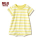 無(wú)印良品 MUJI 新生兒 印度棉 天竺編織 短袖連體衣 CCU02A1S 淺黃色條紋 70-80