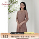 喬萬(wàn)尼春裝女年秋季新款蕾絲高腰修身氣質(zhì)名媛淑女長(cháng)袖連衣裙中長(cháng)款 粉色 L