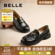 百麗（Belle）海鷗米色樂(lè )福鞋女皺皮商場(chǎng)同款通勤百搭鞋D7D1DAA5預售 黑色 37 (235mm)