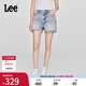 Lee25新品舒適版毛邊設(shè)計天絲淺藍色水洗女牛仔短褲潮流A08078 淺藍色 27