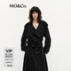 MO&Co.夾克2025春新品附肩袢腰帶斜裁短款風(fēng)衣休閑外套MBE1JKTT12 黑色 M 165