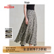 旅途原品ltyp 100支100%苧麻藝術(shù)印花不對稱(chēng)半身裙冬季A字傘裙女 杏黑色-抽象印花 S
