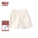 無(wú)印良品 MUJI 大童 抽褶 裙褲 兒童 褲子 童裝 女童 CB1JNA4S 米白色 120/53A