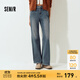 森馬（Semir）森柔|森馬牛仔褲女冬季保暖加絨彈力長(zhǎng)褲2025新款港風(fēng)時(shí)尚喇叭褲 牛仔黃泥染80325 26
