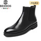 BESNOS意大利品牌進(jìn)口小牛皮切爾西靴男士真皮短靴子英倫風(fēng)商務(wù)正裝男靴 黑色 42