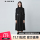 S.DEER圣迪奧女裝半高領(lǐng)拼接收腰不規則黑色通勤ol連衣裙S221Z1282 黑色/91 M 165