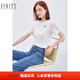 FINITY夏季新款時(shí)尚簡(jiǎn)約風(fēng)鏤空圓領(lǐng)純棉純棉短袖T恤上衣女 白色 M