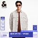 杰克·瓊斯（JACK&JONES）秋季新款寬松翻領(lǐng)格紋花呢時(shí)尚百搭長(zhǎng)袖襯衫夾克男裝2251O3032 G01石灰花灰 常規(guī) L