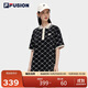 FILA FUSION斐樂(lè )官方潮牌女子連衣裙夏時(shí)尚寬松POLO領(lǐng)連身裙