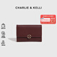 CHARLIE&KELLI CK品牌包包女包新款高檔女士零錢(qián)包簡(jiǎn)約小巧卡包生日禮物女 棗紅色