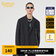 CABBEEN卡賓男裝休閑西服男西裝男2022春夏新款可拆卸鏈條時尚青年外套男士上衣衣服 黑色01 XL /180/52