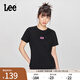 Lee25新品標(biāo)準(zhǔn)版圓領(lǐng)閃粉印花Logo女短袖T恤休閑潮流LWT0098664LE 黑色 M