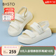 百思圖夏季商場(chǎng)新款白色運(yùn)動(dòng)涼鞋松糕厚底女沙灘涼鞋UCL31BL4 米白 36