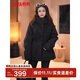鴨鴨羽絨服女短款2025年冬季新款時(shí)尚工裝休閑保暖派克收腰外套HS 黑色 M
