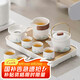 尚言坊白陶功夫茶具整套帶茶盤高檔家用辦公室陶瓷茶杯茶壺泡茶器全套裝