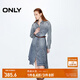 ONLY秋季做舊不規(guī)則長袖中長款牛仔裙連衣裙女|124342009 J33 350水洗牛仔藍(lán) L (170) 88A