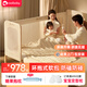 coolbaby拼接床無(wú)縫拼接?jì)雰簜?cè)邊實(shí)木床加寬高護(hù)欄新生兒床 旗艦款【單床+4D床墊】200*60
