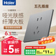 海爾（Haier）S5灰開(kāi)關(guān)插座面板官方旗艦86家用墻壁usb五5孔帶開(kāi)關(guān)網(wǎng)絡(luò )空調插座 正五孔 插座