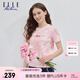 ELLE ACTIVE元?dú)鉁p齡扎染休閑短袖T恤25年夏季新款潮流字母印花設(shè)計(jì)感棉質(zhì)T恤 粉色 S
